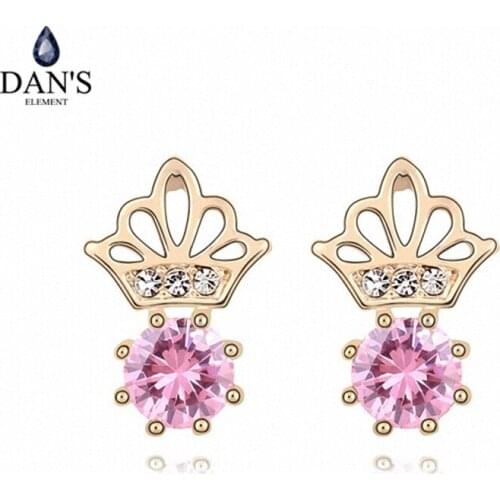 DANS ELEMENT 3 Colors Real Big Brand AAA Zirconia Micro Inlays Flower Stud Earrings for Women 92843pink