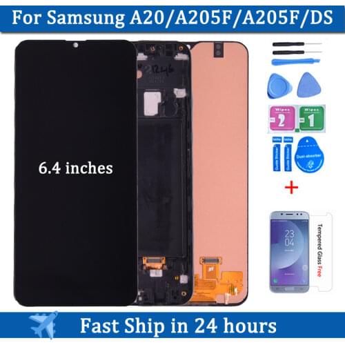 For Samsung galaxy A20 A205 SM-A205F A205FN lcd Digitizer Display With Touch Screen Digitizer Assembly free shipping