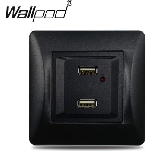 EU Double USB Socket Wallpad Matte Plastic Frame Black EU 5.1VDC 2.1A 2 USB Power Outlet Phone Charger Plates