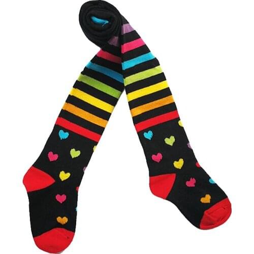 Cotton Baby Girl Autumn Winter Striped Tights Children Pantyhose Stockings Girls Elastic Knee High Flower Kids Girl Tights