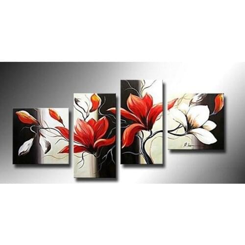 Red Color Painting The Magnolia Modern Abstract Handmade Oil Painting On Canvas Hand Picture Wall Art Gift