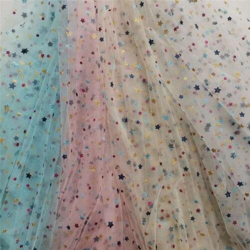 2 Yards Print Rainbow Stars Overlay lace Fabric For Bridal Dress Evening Kids Dress Tutu DIY Sewing Wedding Gown Party