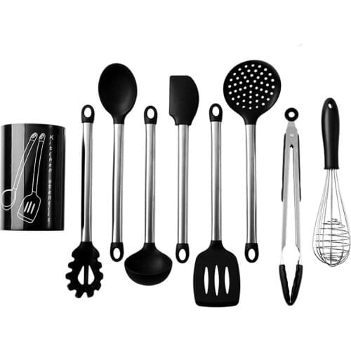 Kitchen Silicone Non-stick Cooking Spoon Spatula Ladle Egg Beaters Utensils Dinnerware Set Cooking Tools Accessories Supplies