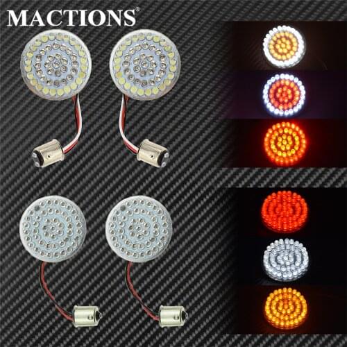 Motorcycle 1156 1157 Turn Signal Indicator Light 2" Bullet Style LED Inserts Panel Lights Lamp For Harley Dyna Sportster Softail
