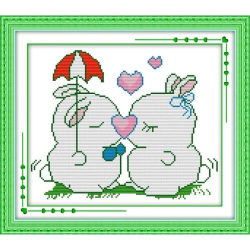 A sweet family cross stitch kit cartoon 14ct 11ct count print canvas stitching embroidery DIY handmade needlework