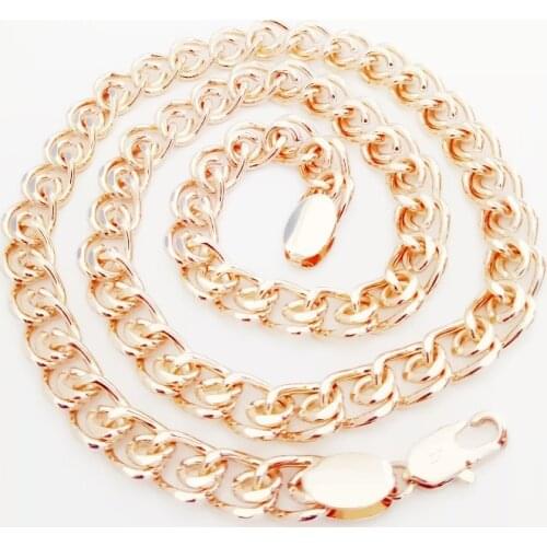 Necklace Men Fashion Rose Gold Color Jewelry Men Gold Necklace Copper 8MM 50CM Long Women Men Necklaces Factory Direct