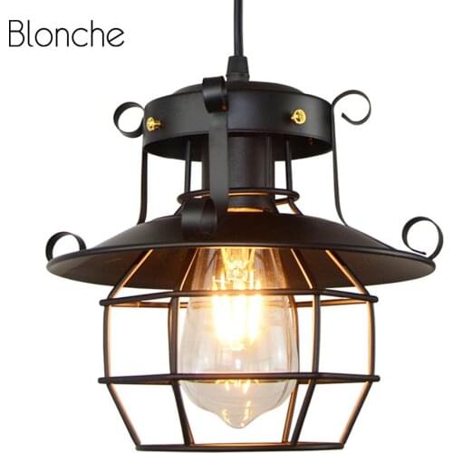 Retro Industrial Pendant Lamp Iron Cage Hanging Lights Black Vintage Light Fixtures Modern Loft Hanglamp for Dining Room Kitchen