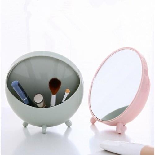 Portable Round Makeup Mirror Desktop Stand Simple Elegant Dressing Mirror Holder Cosmetic Bathroom Make Up Mirror