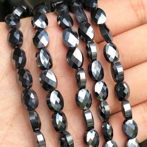 Natural Faceted Titanium Stone Beads 6x9mm Oval Loose Spacer Beads For Jewelry Making DIY Bracelet Necklace Charm Accessories