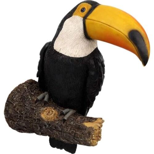 DIY Simulation Toucan Cockatoo Animal Model Bird Parrot Figurine Decoration For Garden Indoor Resin Desktop Ornaments Lifelike