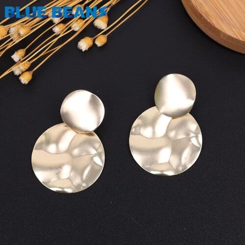 New Fashion Metal Drop Earrings for Women dangle Gold Color vintage geometric earings Round boho Statement Trendy Jewelry