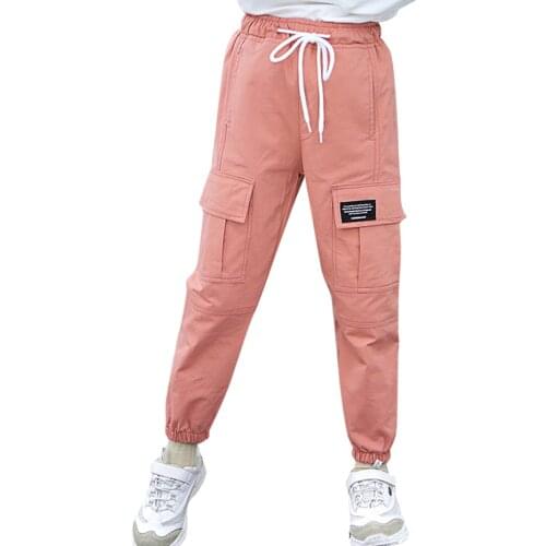 Pants For Girls Letter Cargo Pants Girl Casual Style Sport Pants Kids Spring Autumn Child Girl Clothes 6 8 10 12 14