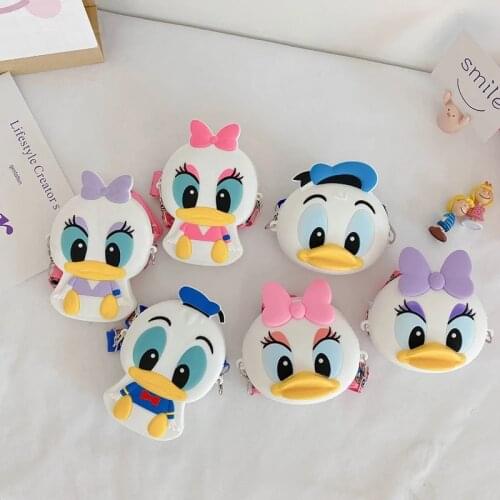 Disney Donald Duck Daisy Silicone Coin Purse Cartoon Kawaii Anime Figure Shoulder Bag Personality Fashion Children Mini Gifts