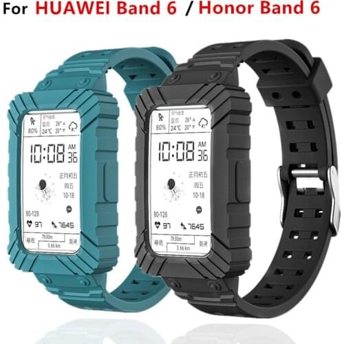 Silicone Watchband for Huawei Band 6 Strap with Protector Case for Honor Band 6 Bracelet Smartwatch Band for Huawei Watch 6