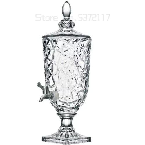 Glass Cold Jug Juice Drink Pot with Faucet Glass Wine Bottle Self-service High-temperature Beverage Can Water Bottle