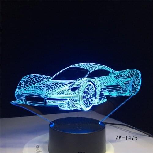 Super Running Car Acrylic 3D Lamp 7 Color Change Night Light Baby Gifts LED USB Desk lamp Atmosphere Decor Souvenir AW-1475