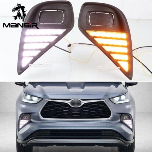 LED Daytime Running Light Daylight ABS Car DRL For Toyota Highlander 2020 - 2021 Turning Yellow Signal headlights Auto Foglamps