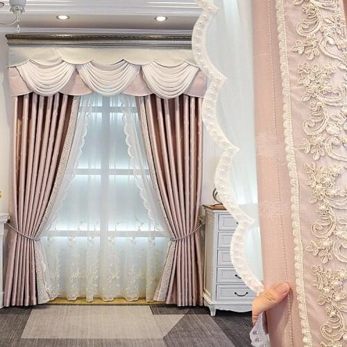 European-style High-end French Romantic Warm Curtains for Living Room Bedroom Chenille Thickening Blackout Curtains Custom