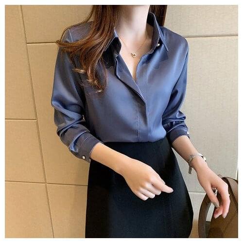 2020 Spring Autumn White Blouses Office Shirts Women V-Neck Tops Long Sleeve Chiffon Blouse Female Ladies Work Wear S134