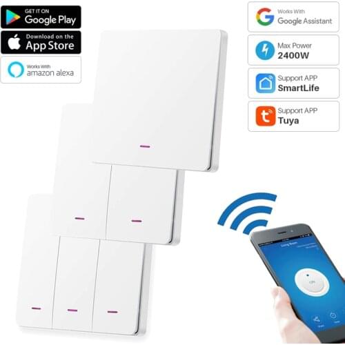 1/2/3 Gang Smart WiFi Light Switch Push Button Tuya APP Remote Control Smart Home Automation Works With Alexa Google Assistant