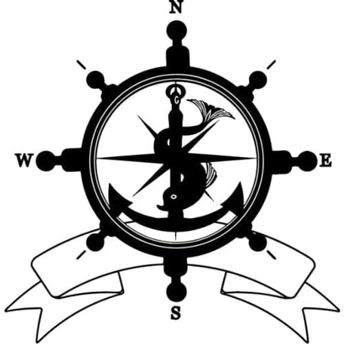 17.5cm*18cm NSWE Fashion Sea Helm Flag Symbol Anchor Compass Travel Pirates Sailing Car Sticker S6-3535