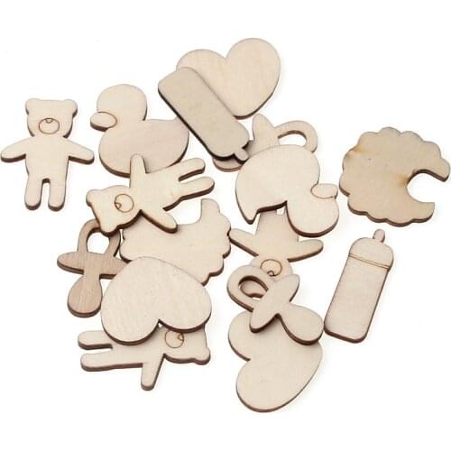 20pcs Baby Series Wooden Ornament Craft For Kids Handmade DIY Paint Scrapbooking Wood Accessory Home Decoration 30-35mm