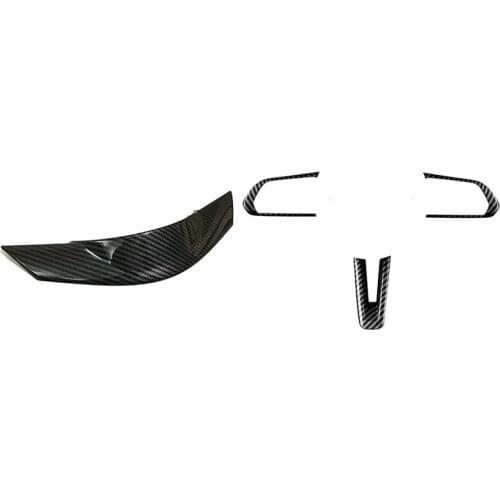 3pcs Carbon Fiber Steering Wheel Frame Cover Moulding & 1pcs Steering Wheel Patch Steering Wheel Panel Trim Cover