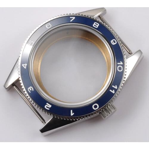 41mm Blue Ceramic Bezel Sapphire Cystal Watch Case Fit for 2824 2836 automatic mechanical Movement