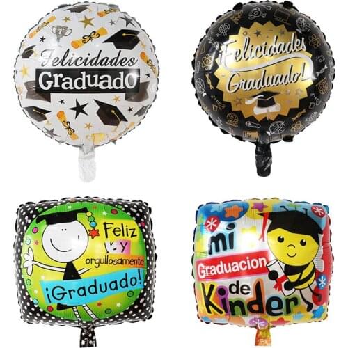 50Pcs 18inch Graduation Foil Helium Balloons Graduate Party Decor Spanish Graduation Decoration Kids Supplies Air Globos Toys