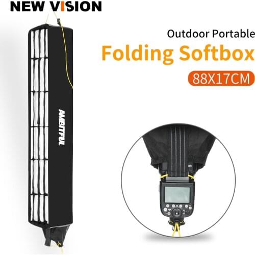 AMBITFUL 88*17*17cm Speedlite Beehive Honeycomb Grid Strip Inner Silver Softbox with Storage Bag for Speedlite Flash