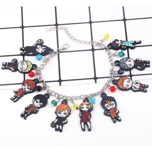 Anime Haikyuu Charm Bracelets Hinata Shoyo Oikawa Tooru Kozume Kenma Tobio Kageyama Nishinoya Yuu Figure Pendant Bangles Gift