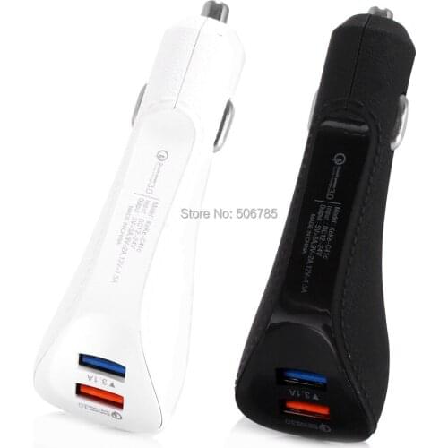 50pcs/lot Quick Car Charger Fast Charging QC3.0 5 9 12 V 2 usb Adapter Car Charger Travel charger For mobile cell phone