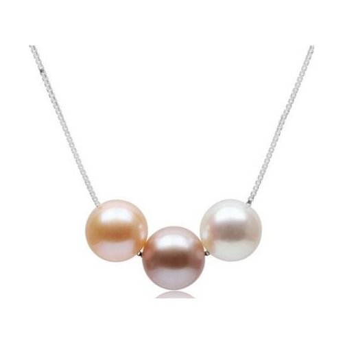 Free shipping jewelry Multi-Color 8-9mm Round Freshwater Pearl Pendant With Chain