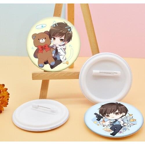 KPOP Game Mr Love Queens Choice Acrylic Brooches Cute Anime Figure BaiQi XUMO Cartoon Brooch Bantan Boys Girls Bag Accessories