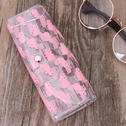 New Transparent Glasses Case Cover Cartoon Print Sunglasses Holder Box Eyeglasses Storage Box Clear PVC Reading Glasses Case