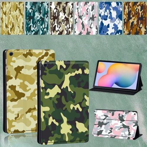 Tablet Case for Samsung Galaxy Tab S6 Lite P615 /P610 10.4 Inch Camouflage Pattern Series Stand Cover + Free Stylus