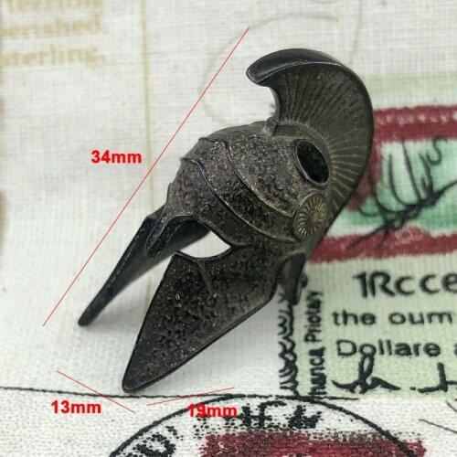 Outdoor EDC Retro Black Spartan Helmet Multifunction Self defense Brass Hand Strap Parachute Rope Flashlight Pendant