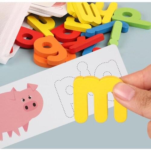 Kids 26 Wooden English Alphabet Letters Word Spelling Game Early Cognition Education Toy Puzzle Educational Gift