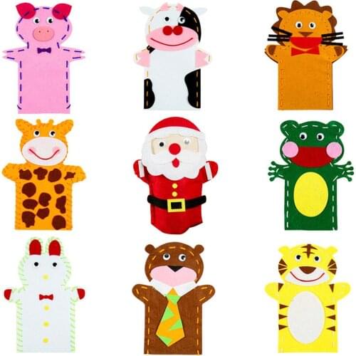 Children DIY Handmade Cloth Puppets Free Cutting Paste Sewing Xmas Decoration DIY Craft Non-Woven Fabric Hand- Eye Coordination