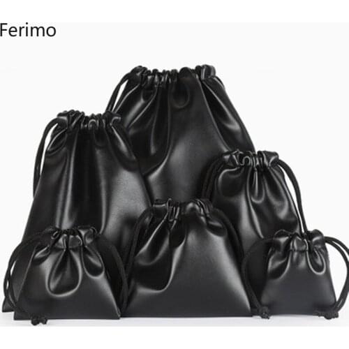Ferimo 5pcs PU leather bundle pockets powder box loose jewelry gift lipstick packing bags headphones drawstring storage bag