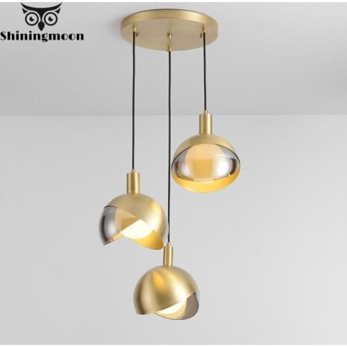 France Luxury Glass LED Pendant Lights Creative Gold Art Kitchen Hanging Lamp Restaurant Living Room Pendant Lamp Light Fixture