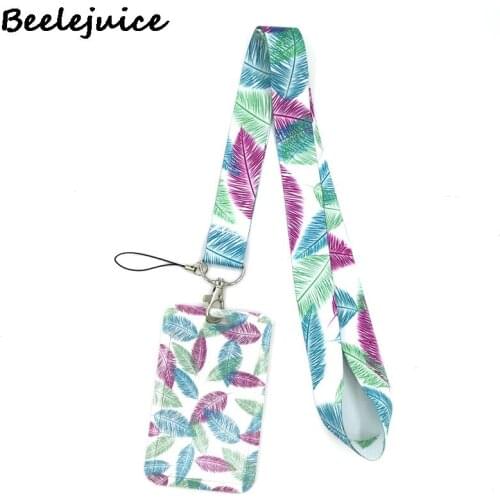 Purple Pink Blue Feathers Leaves ID Card Students Work Name card Holder Badge Kids Holder Jewelry Accessories Decorations Gifts