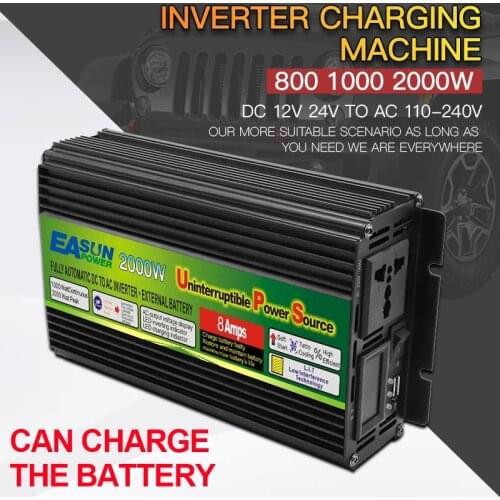 EASUN POWER Pure Sine Wave Power Inverter 800W 1000W 2000W DC 12V AC 220V Three-Phase Charging Car Inverter With Smart Fan