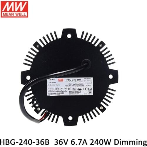 MEAN WELL HBG-240-36B 240W 6.7A 21.6-36V circular shape LED Driver Dimming LED Power Supply Dimmable waterproof IP67