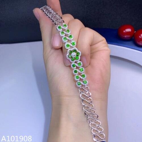 KJJEAXCMY boutique jewelry 925 sterling silver inlaid natural diopside female bracelet support detection new