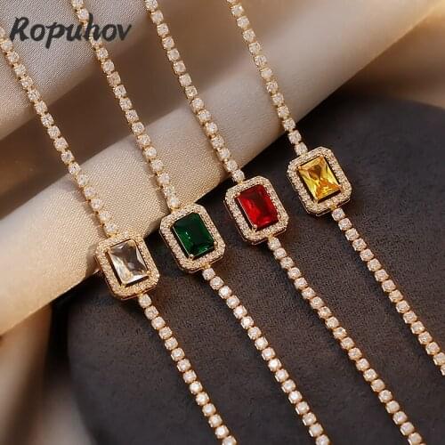 ROPUHOV 2021 New Korean Trendy Korea Retro Diamond Necklace Bracelet Set New Neck Chain Clavicle Chain Accessories