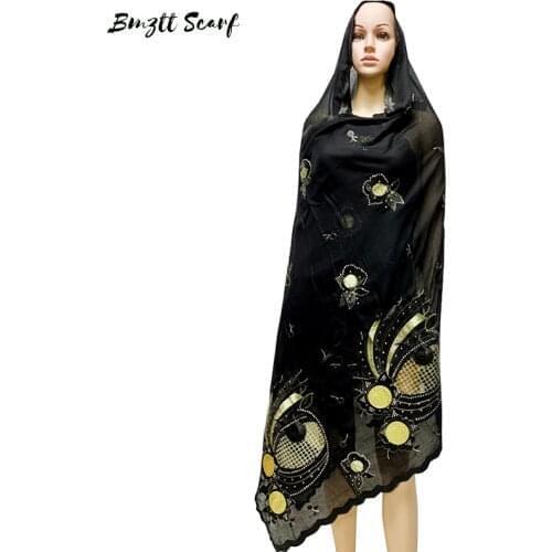 Muslim Womens Fashion Cotton Embroidered Brick Scarves Turkey Winter Outdoor Warm Indian Arabic Headcarf 215*115CM BF-192