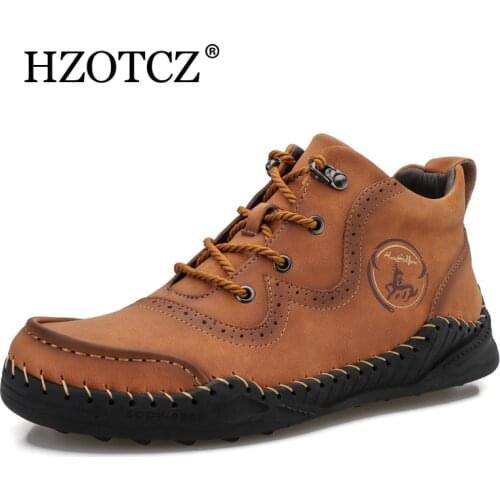 Fashion Men Leather Boots Mens Warm Snow Boots Winter Shoes High Quality Split Leather Comfortable Ankle boots Autumn Men Shoes