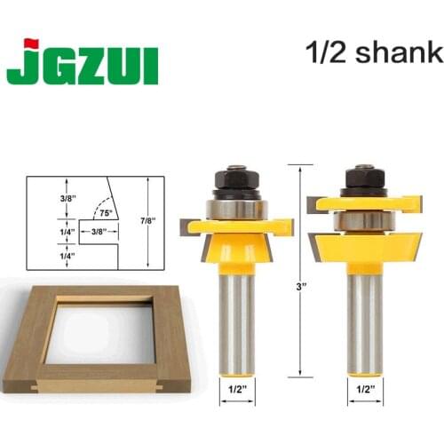 Rail & Stile Router Bit Set - Shaker 2 Pc 1/2" Shank 12mm shank door knife Woodworking cutter Tenon Cutter for Woodworking Tools