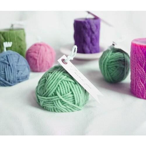 Semicircular 3D Yarn Ball Yarn Column Candle Silicone Mold Home Decoration DIY Mold Plaster Silicone Mold